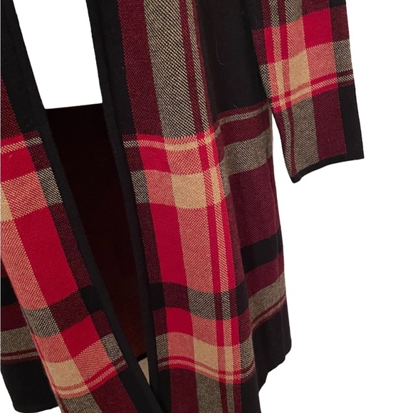 Jones Studio Cardigan Plaid Sweater Duster Long Size Small - Picture 7 of 10